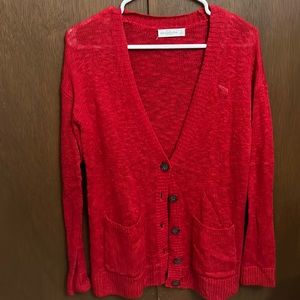 Abercrombie & Fitch Red Cardigan with Buttons